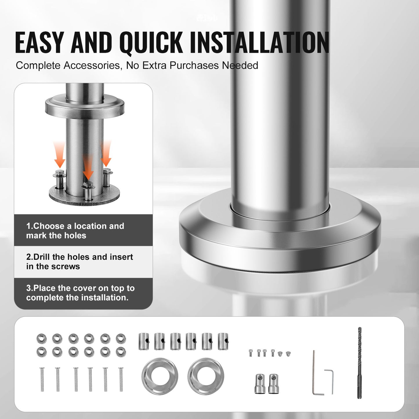 47.2in Handrails for Outdoor Stairs 3 Crossbars Stairs for Porch Deck