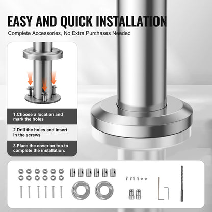 47.2in Handrails for Outdoor Stairs 3 Crossbars Stairs for Porch Deck