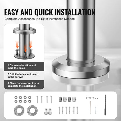 47.2in Handrails for Outdoor Stairs 2 Crossbars Stairs for Porch Deck