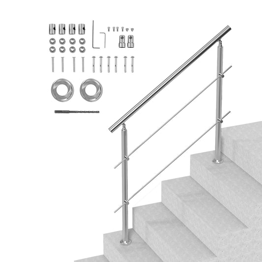 47.2in Handrails for Outdoor Stairs 2 Crossbars Stairs for Porch Deck
