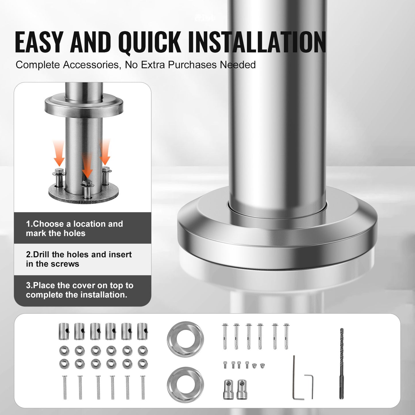 59in Handrails for Outdoor Stairs 3 Crossbars Stairs for Porch Deck
