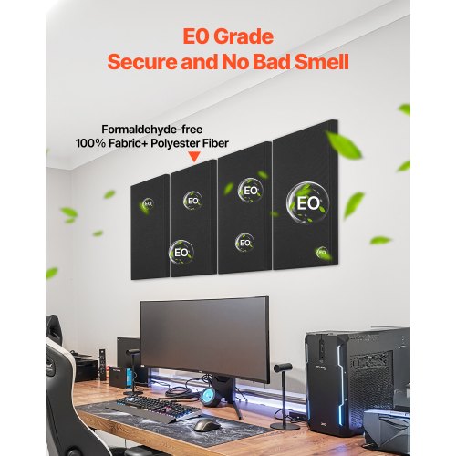4 acoustic wall panels 5 cm thick 63 x 28 cm self-adhesive black | EU