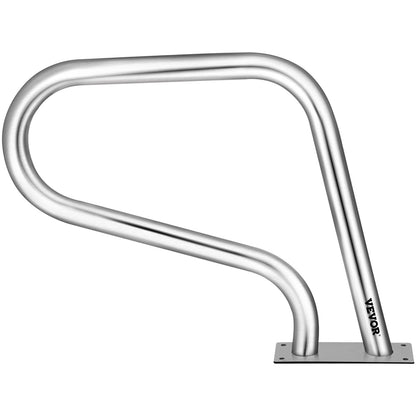 Poolräcke 32x23" Poolräcke 304 Rostfritt stål 250LBS Lastkapacitet Silver Rostskyddad poolhandledare Humaniserad poolhandledare med blått greppskydd & M8 borr och självtejpande skruvar