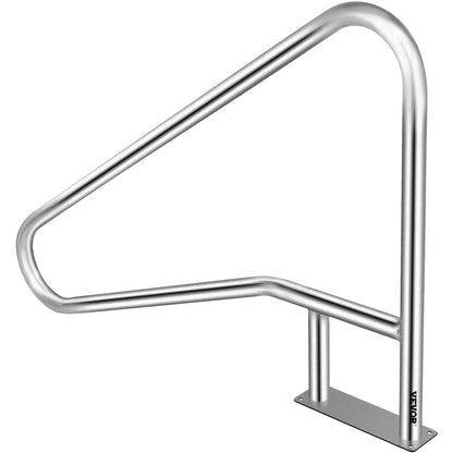 Poolräcke 55x32" Poolräcke 304 rostfritt stål 250LBS Lastkapacitet Silver Rostskyddad poolhandledare Humaniserad poolhandledare med blått greppskydd & M8 borr och självtejpande skruvar