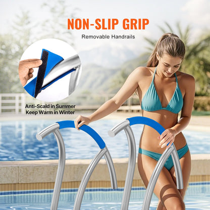 Pool Handrail 2 PCS 30x30in Stainless Steel with Base Plate for Spa Bath