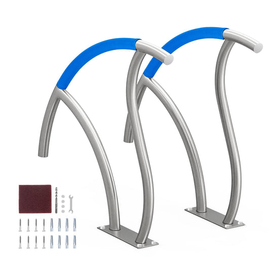 Pool Handrail 2 PCS 30x30in Stainless Steel with Base Plate for Spa Bath