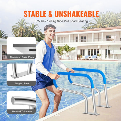 Pool Handrail 32 x 23 inch Stainless Steel with Base Plate for Spa Bath