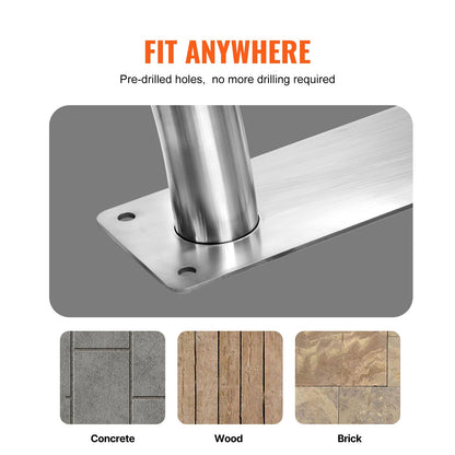 Pool Handrail 32 x 23 inch Stainless Steel with Base Plate for Spa Bath