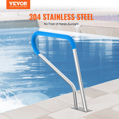 Pool Handrail 39 x 32 inch Stainless Steel with Base Plate for Hot Tub