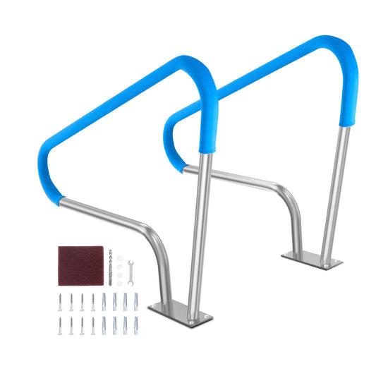 Pool Handrail 2 PCS 48x36in Stainless Steel with Base Plate for Spa Bath