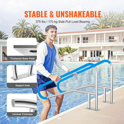 Pool Handledare 55 x 32 tum rostfritt stål med bottenplatta för spabad