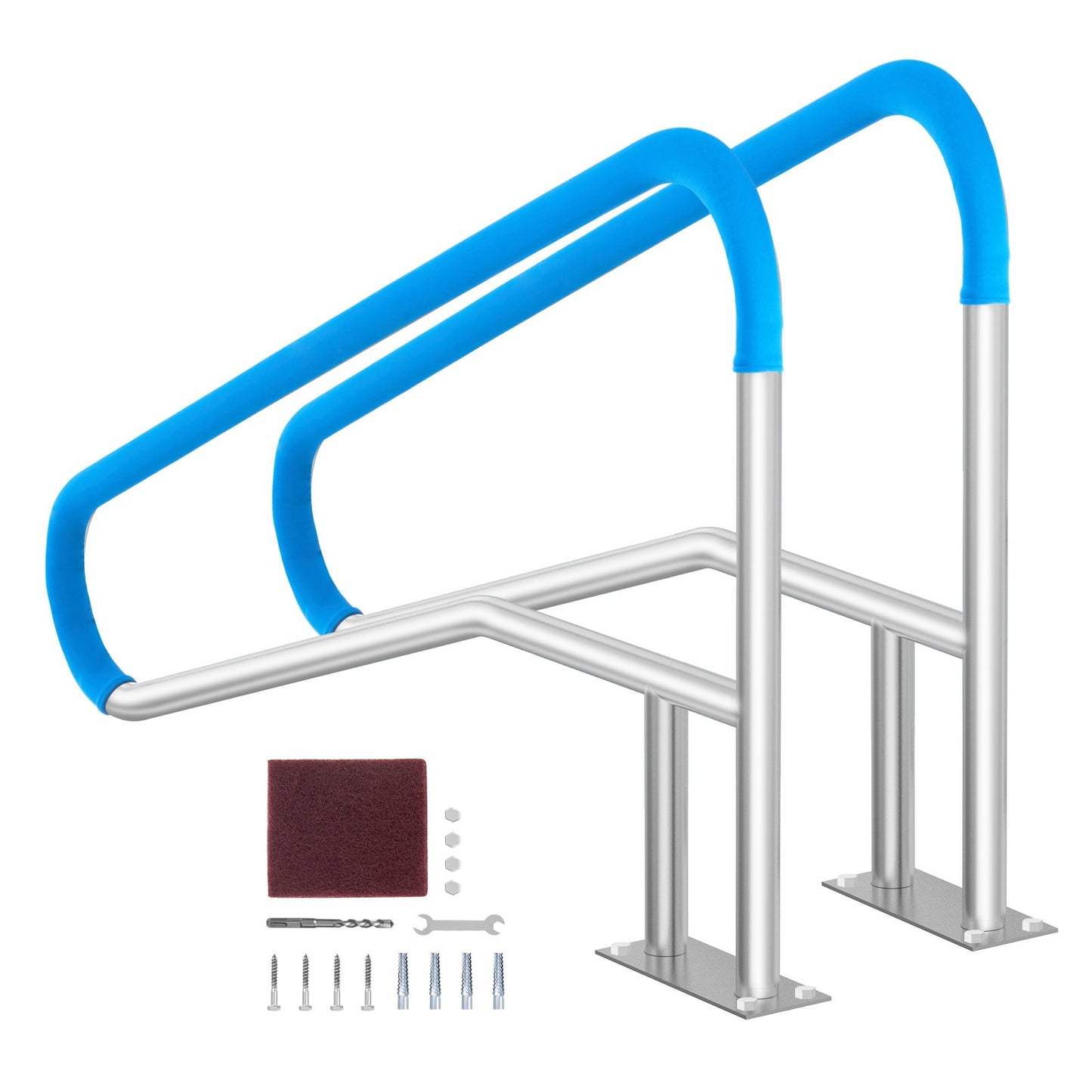 Pool Handrail 2 PCS 55 x 32 inch stainless steel with base plate for hot tub