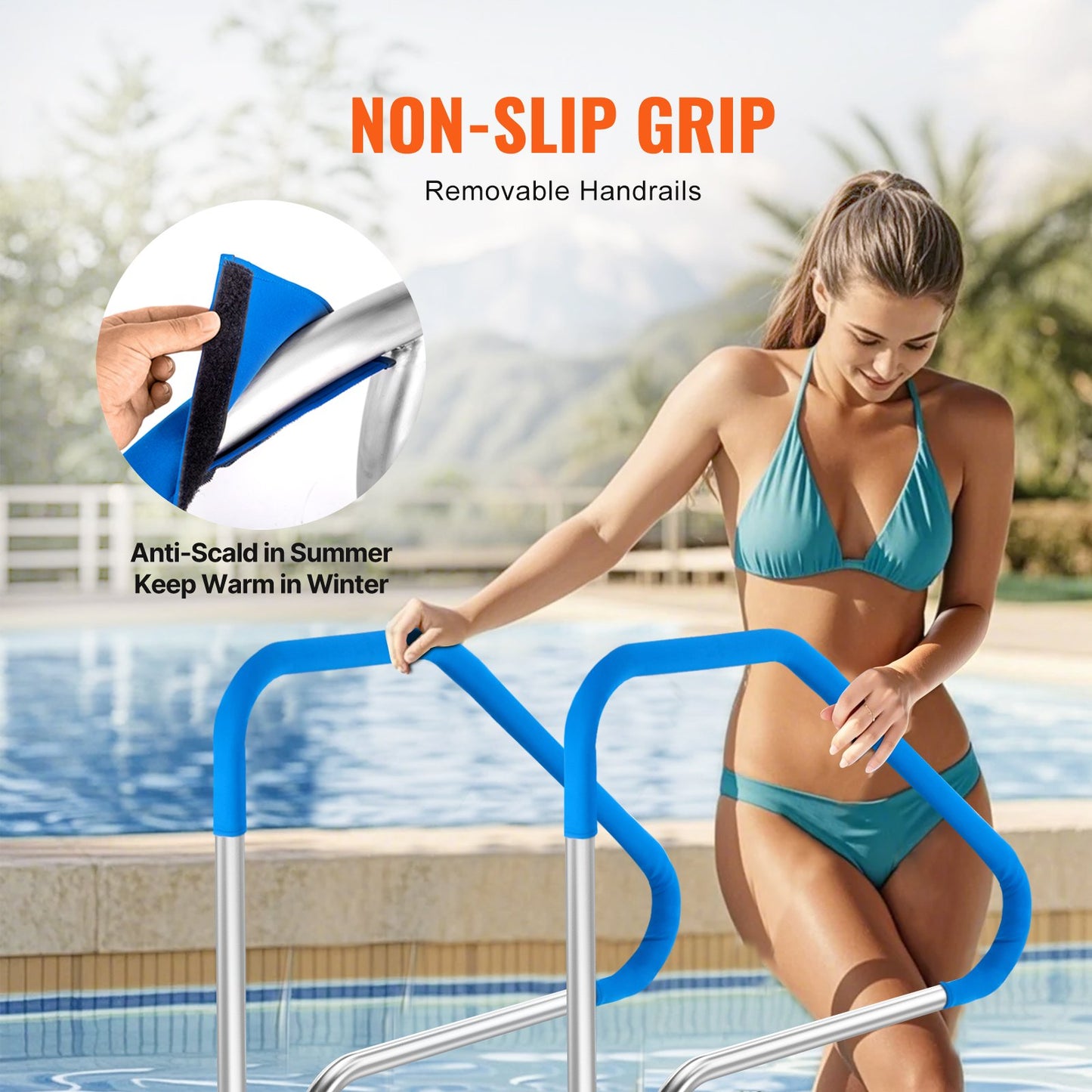 Pool Handrail 46 x 37 inch Stainless Steel (Pre-Built) for Indoor/Outdoor