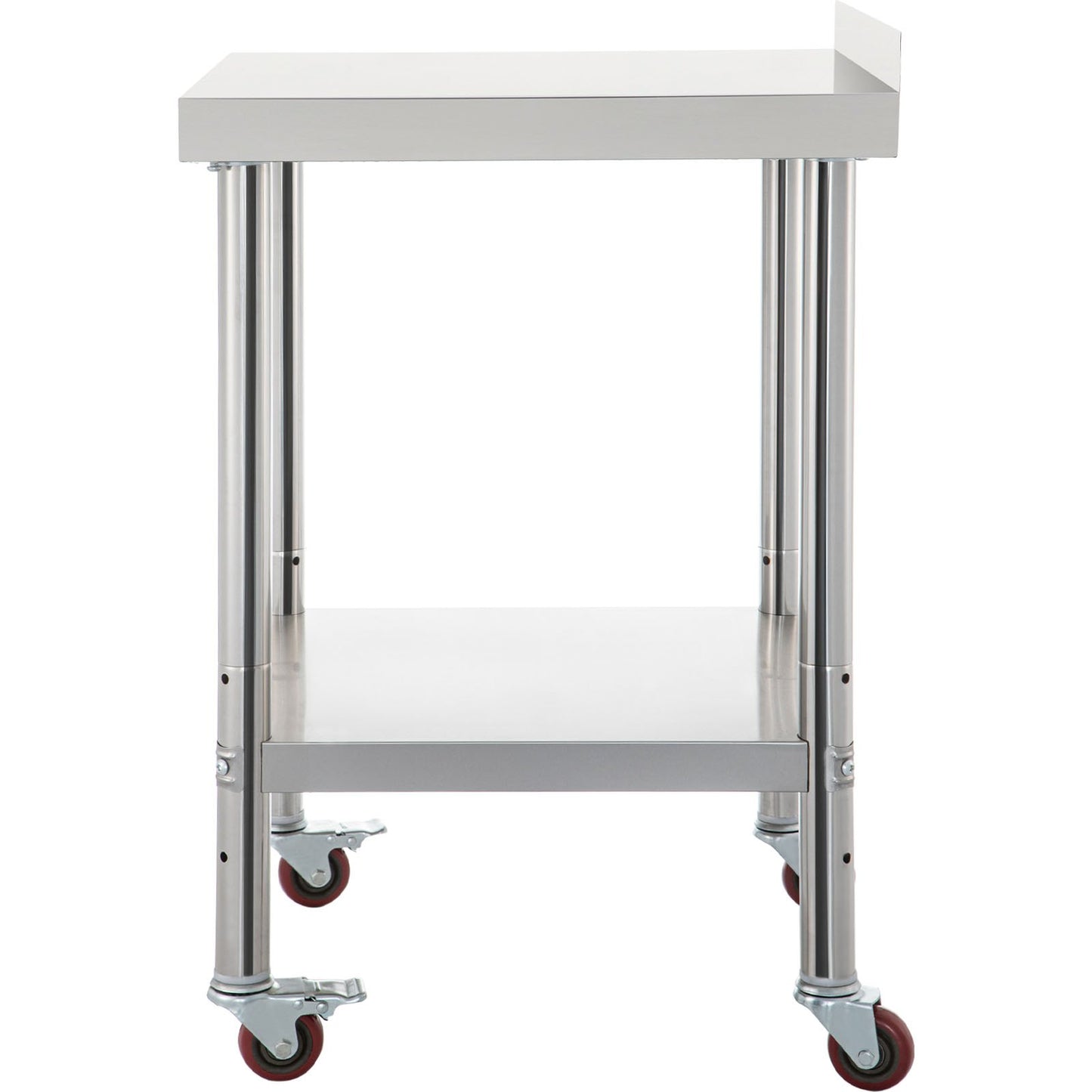 Förberedningsbord i rostfritt stål, 30 x 24 x 35 tum, 440 lbs Lastkapacitet Tungt arbetsbord i metall med justerbar underhylla och 4 hjul, kommersiell arbetsstation för köksrestaurang