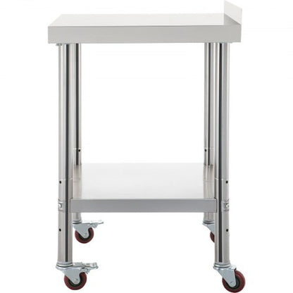 Edelstahl-Vorbereitungstisch, 36 x 24 x 35 Zoll, 440 lbs Tragkraft, Hochleistungs-Metall-Arbeitstisch mit verstellbarer unterer Ablage und 4 Rollen, gewerbliche Arbeitsstation für Küchenrestaurants | EU