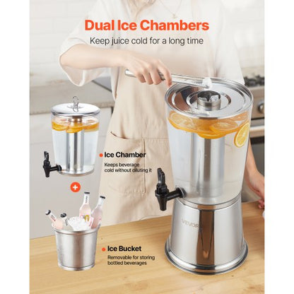 Dryckesdispenser 8L Dryckesdispenser för Fester med Iskammare med Tapp