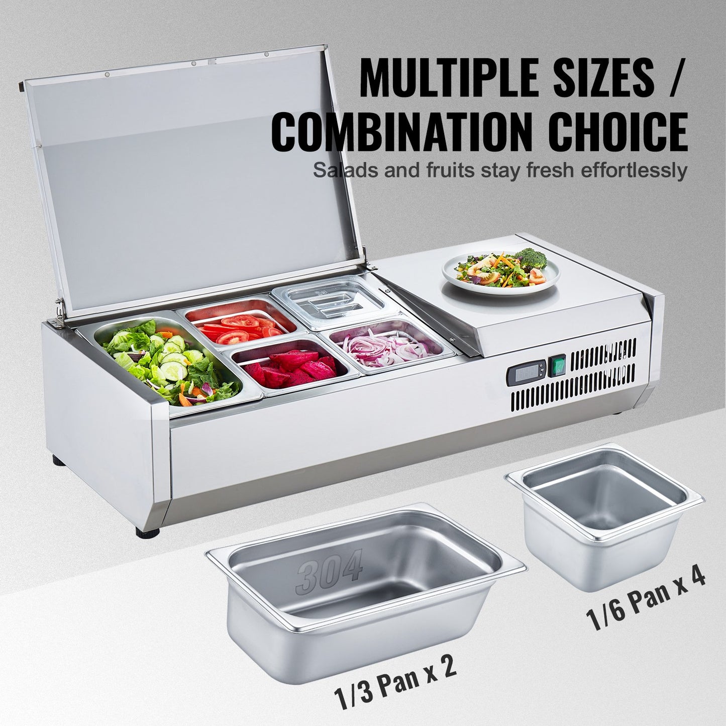 Bänkskiva kylsallad Pizza Prep Station 140 W Rostfri Guard CE