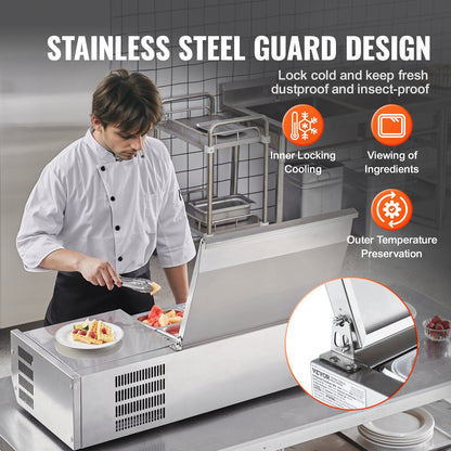 Bänkskiva kylsallad Pizza Prep Station 140 W Rostfri Guard CE