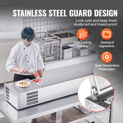 Bänkskiva kylsallad Pizza Prep Station 150 W Rostfri Guard CE