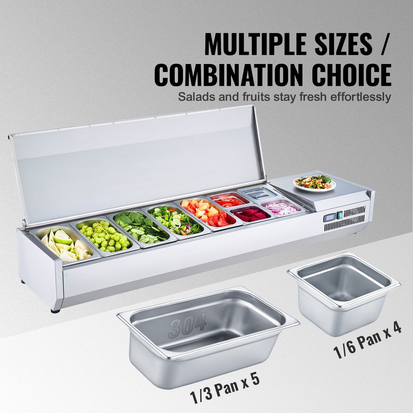Bänkskiva kylsallad Pizza Prep Station 165 W Rostfri Guard CE