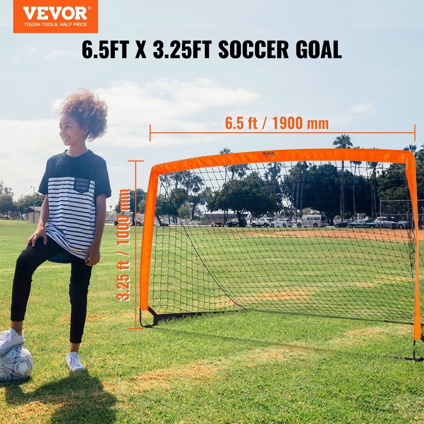Portable Soccer Goal, 6.5x3.25 ft Kids Backyard Soccer Net, Foldable Pop-up Training Soccer Net, Mini Youth Training Soccer Goal Set, All-Weather Indoor Outdoor Soccer Goal with Carrying Bag