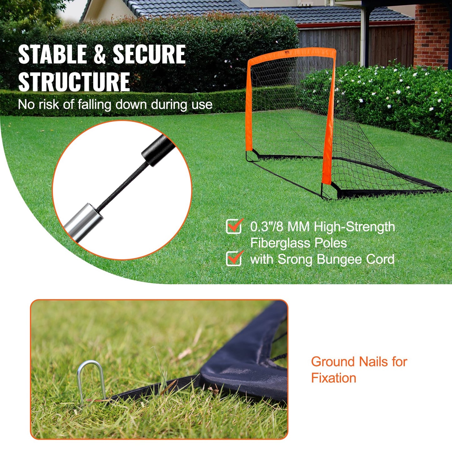 Portable Soccer Goal, 6.5x3.25 ft Kids Backyard Soccer Net, Foldable Pop-up Training Soccer Net, Mini Youth Training Soccer Goal Set, All-Weather Indoor Outdoor Soccer Goal with Carrying Bag