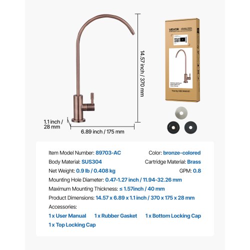 Ro vattenkran, blyfri rostfri kran, dricksvattenkranar med massiv mässingsventil, rostfria och hållbara dricksvattenkranar för kök, bardisk, café, antikbrons |  EU