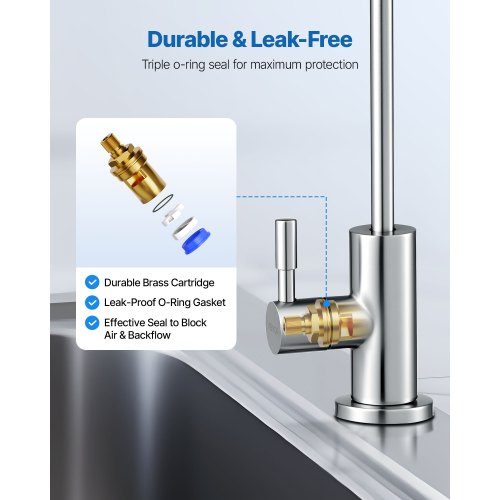 Rostfritt Stålblandare, Blyfria Dricksvattenblandare, Omvänd Osmosblandare med Massiv Mässingsventil, Högbågsfiltrerade Vattenblandare För Kökshandfat, Bardisk, Café, Borstad Nickel |  EU