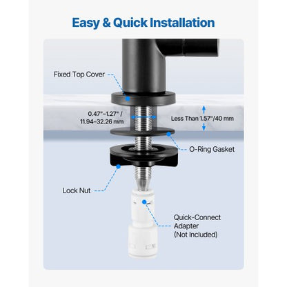 Rostfritt Stålkran, Blyfria Vattenrenare, Omvänd Osmos-Kran med Massiv Mässingsventil, Högbågs Dricksvattenkranar För Kökshandfat, Bardisk, Café, Matt Svart |  EU