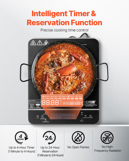 Portable Induction Cooktop 2200W Countertop Burner 9 Temperature Levels Hot Plate
