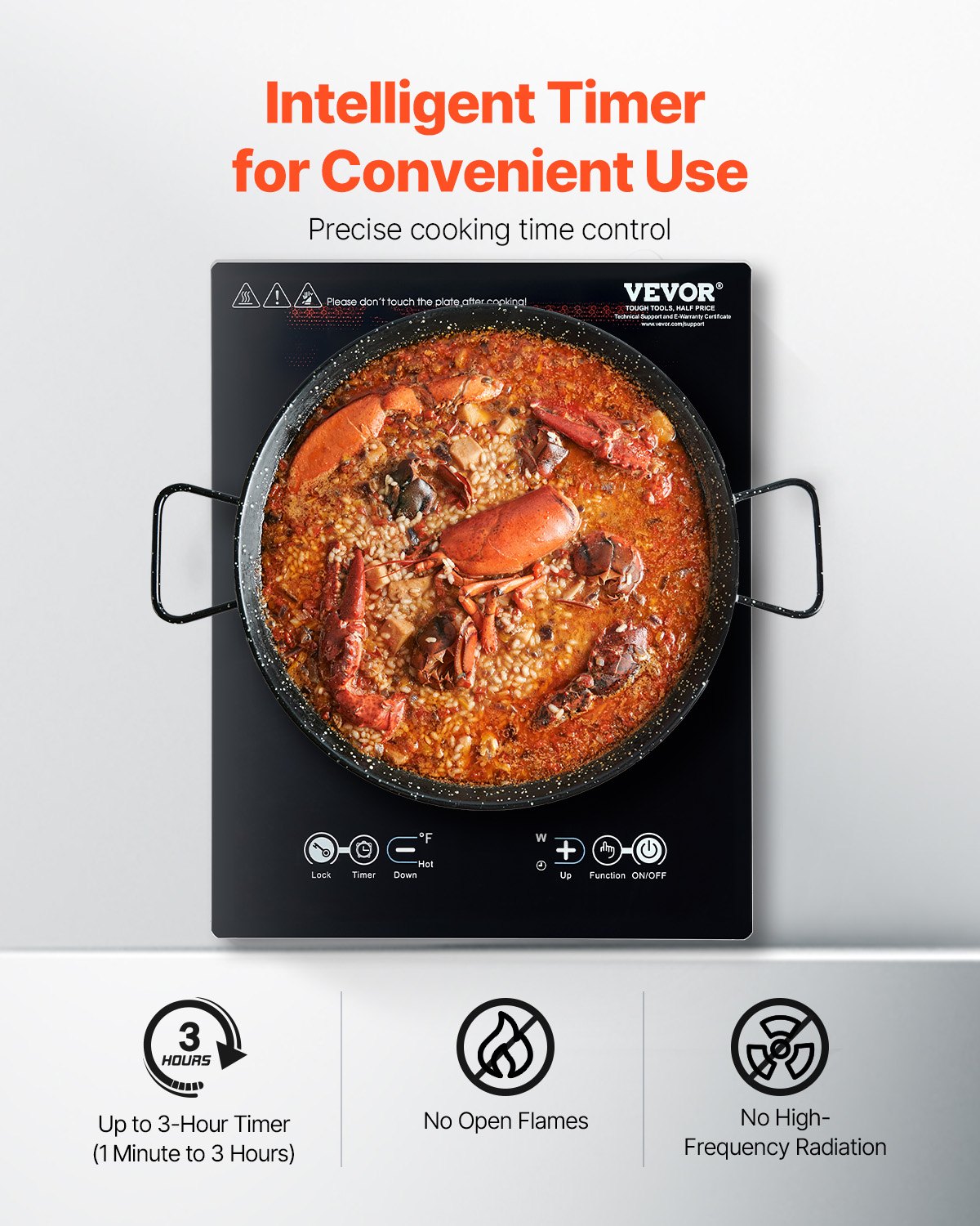 Portable Induction Cooktop 2200W Countertop Burner 11 Temp Levels Hot Plate