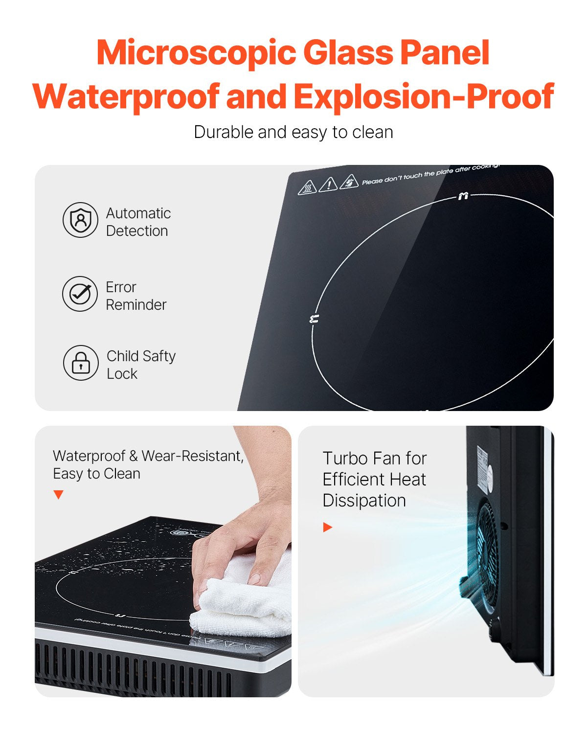 Portable Induction Cooktop 2200W Countertop Burner 11 Temp Levels Hot Plate