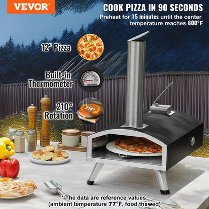 12" Outdoor Pizza Oven Portable Wood Pellet Pizza Oven Iron Spray Camping