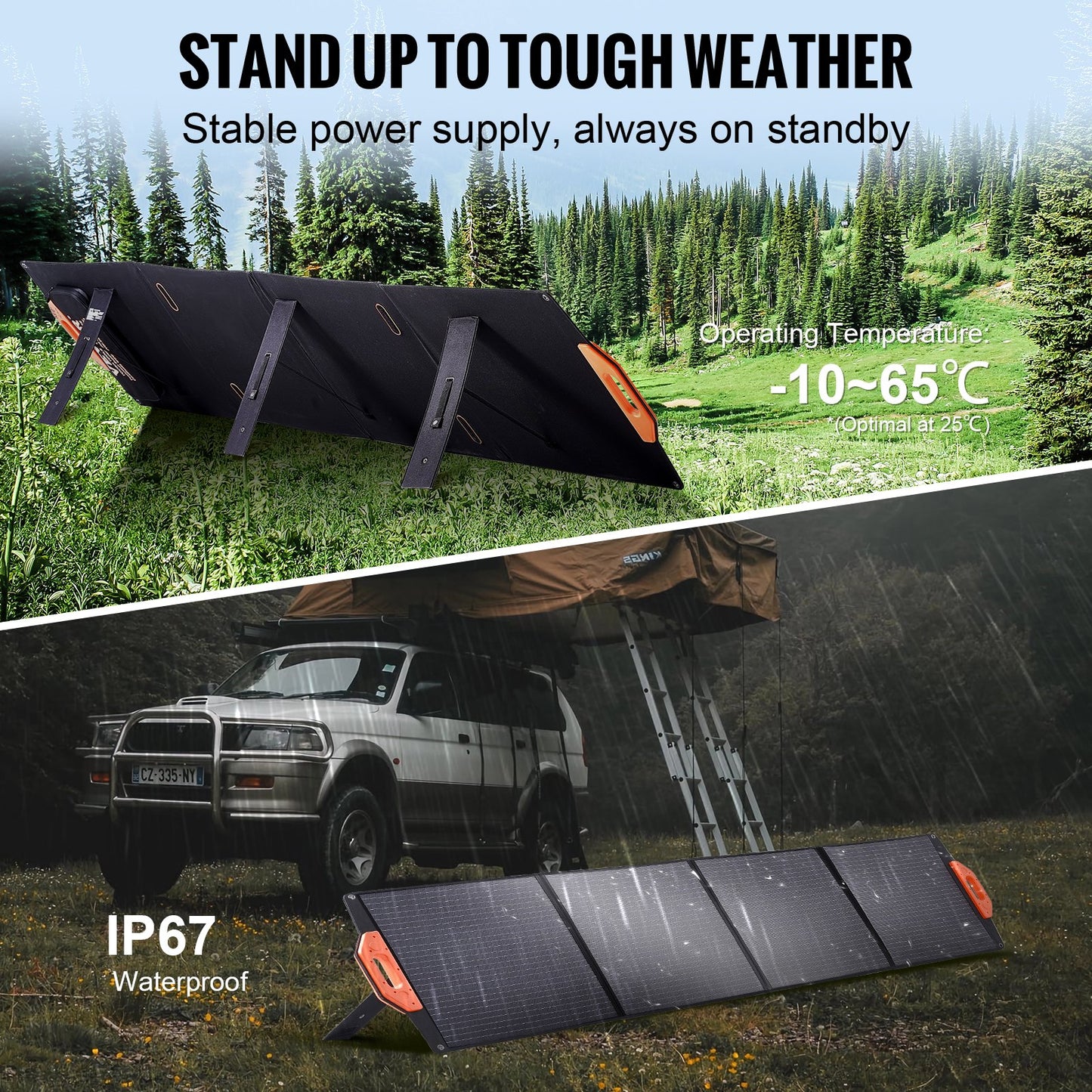 Bärbar monokristallin solpanel 200W hopfällbar ETFE-solladdarsats