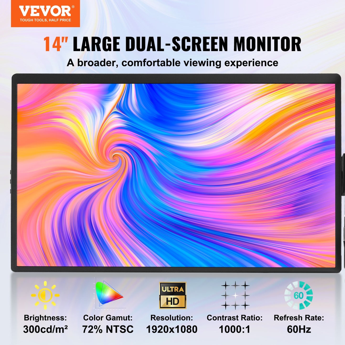 Laptop Screen Extender 14-tums HD 1080P bärbar bildskärm för 13"-17" bärbar dator