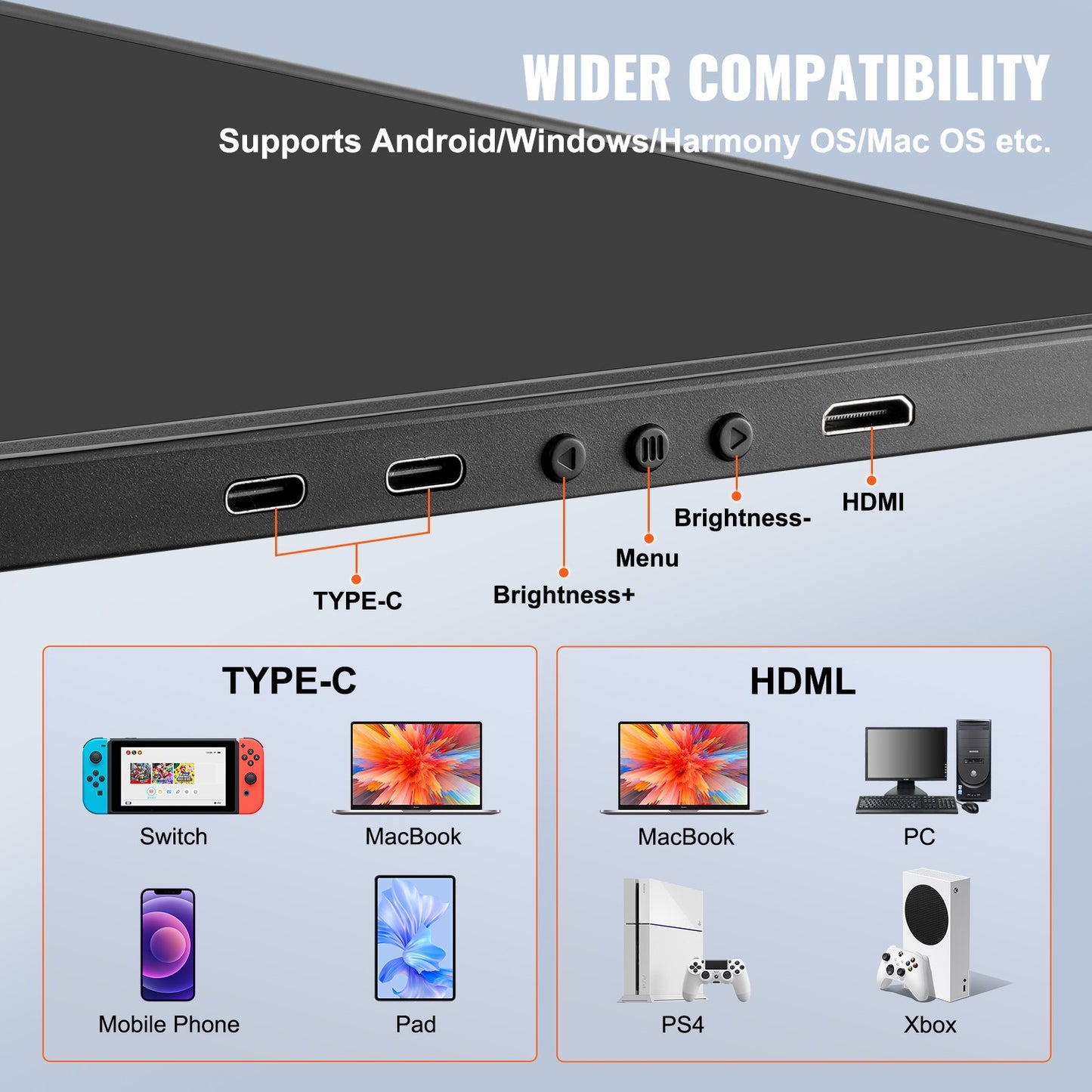 Laptop Screen Extender 14-tums HD 1080P bärbar bildskärm för 13"-17" bärbar dator