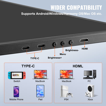 Laptop Screen Extender 14-tums HD 1080P bärbar bildskärm för 13"-17" bärbar dator