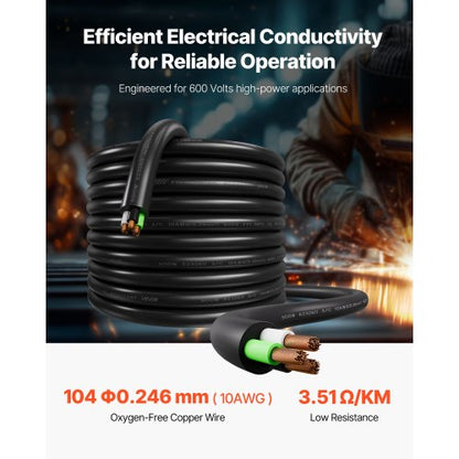50 FT 10AWG Premium Elkabel Koppar Förlängningssladd