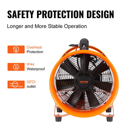 254 mm Fläktfläkt Bärbar 5 m kanalslang Ventilator Industriell