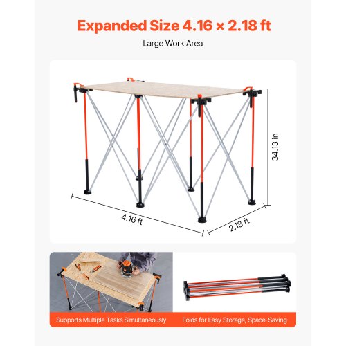 Bärbart hopfällbart arbetsställ 1267 x 665 mm Hopfällbart arbetsställ 1135 kg