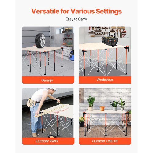 Bärbart hopfällbart arbetsställ 1264 x 1264 mm Hopfällbart arbetsställ 1589 kg