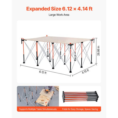 Bärbart hopfällbart arbetsställ 1865 x 1261 mm Hopfällbart arbetsställ 2041 kg