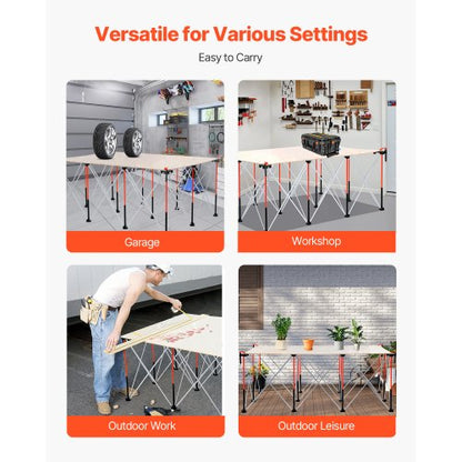 Bärbart hopfällbart arbetsställ 1865 x 1261 mm Hopfällbart arbetsställ 2041 kg