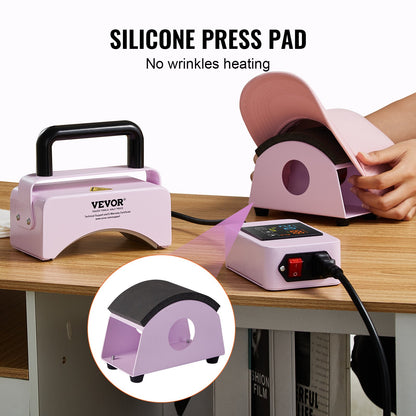 Hat Press Machine Mini Hat Heat Press för Kepsar 5,9x3,15 tums tallrik Lila