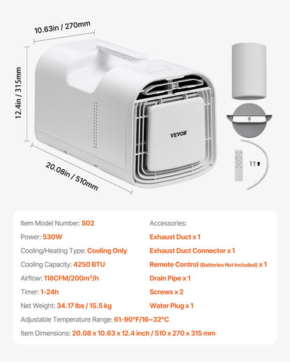 Portable Air Conditioner 4250 BTU Camping Luftkonditionering för tält husbilar