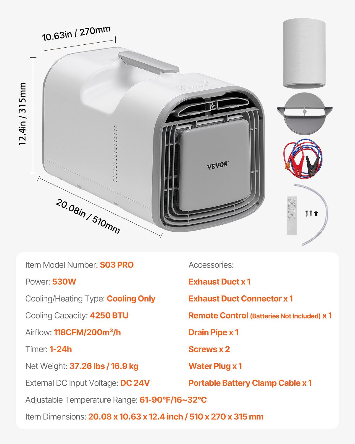 Portable Air Conditioner 4250BTU Tent Air Conditioning AC/DC for Camping