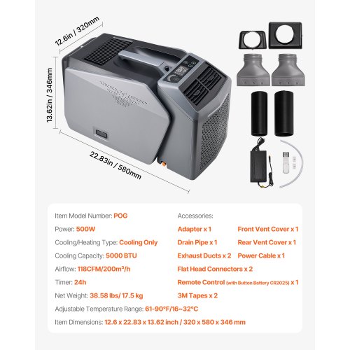 Portable Air Conditioner 5000BTU Tält Luftkonditionering AC/DC för camping |  EU