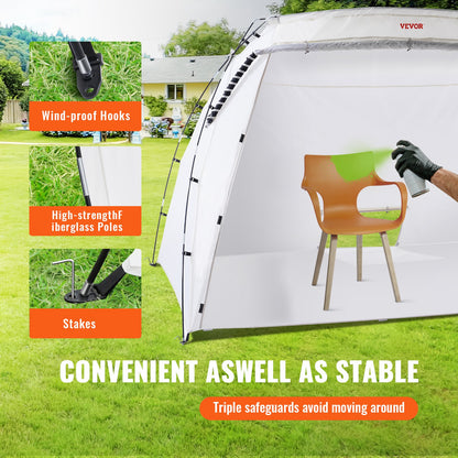 Spray Paint Shelter, 10x7x6ft Portable Spray Paint-tält med inbyggt golv och nätskärm, hopfällbar Pop Up Paint Booth för möbler Stor DIY Hobby Tool Painting Station