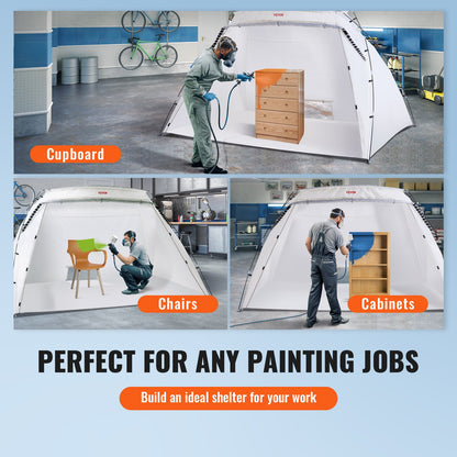 Spray Paint Shelter, 10x7x6ft Portable Spray Paint-tält med inbyggt golv och nätskärm, hopfällbar Pop Up Paint Booth för möbler Stor DIY Hobby Tool Painting Station