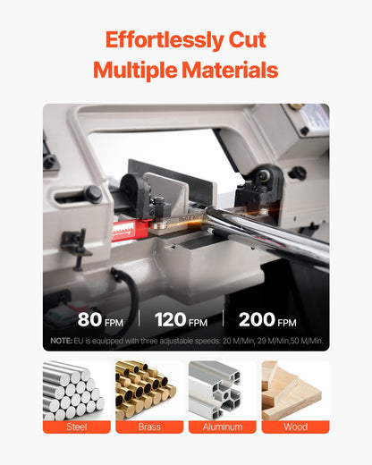 Metal Horizontal Band Saw 4 Inch x 6 Inch 550W Variable Speed Band Saw 220V